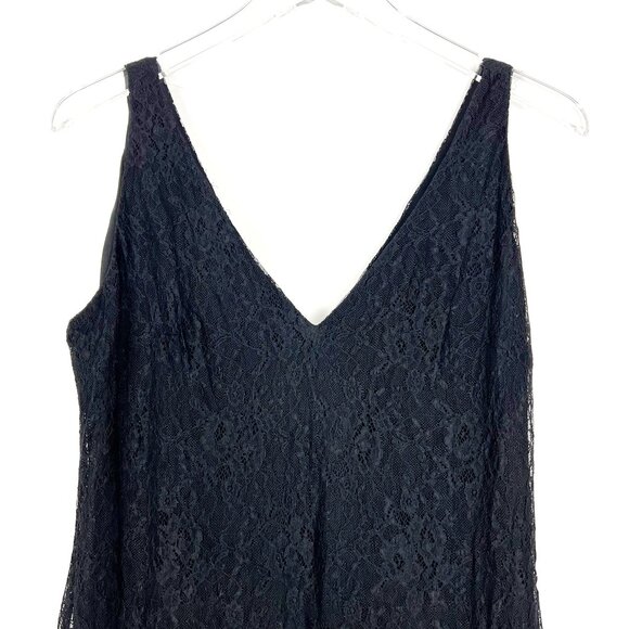 Lauren Ralph Lauren Lace Tank Dress Godet Hem Fairy Goth Black Women's Size 8 - Picture 2 of 13
